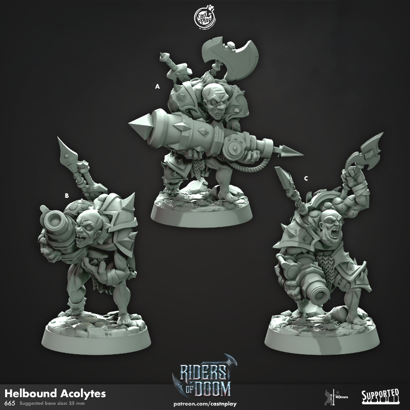 miniature Hellbound Acolytes sculpted by Cast n Play