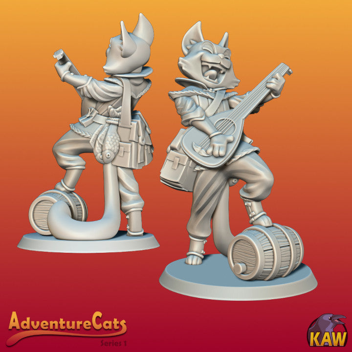 3D printed miniature Bard Cat designed by The Kawna