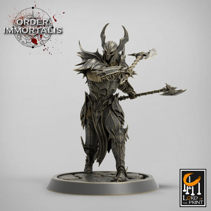 Bloodknight Axe Attack miniature sculpted by Lord of the Print