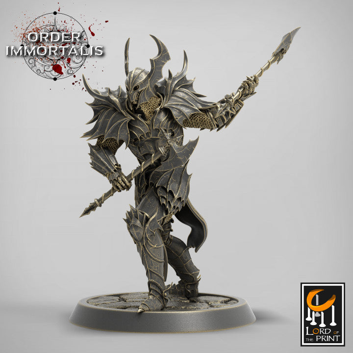 Bloodknight Axe Charge miniature sculpted by Lord of the Print