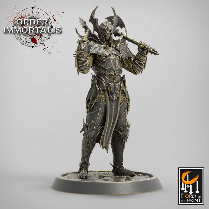 Bloodknight Axe idle miniature sculpted by Lord of the Print