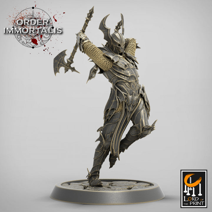 Bloodknight Axe Strike miniature sculpted by Lord of the Print