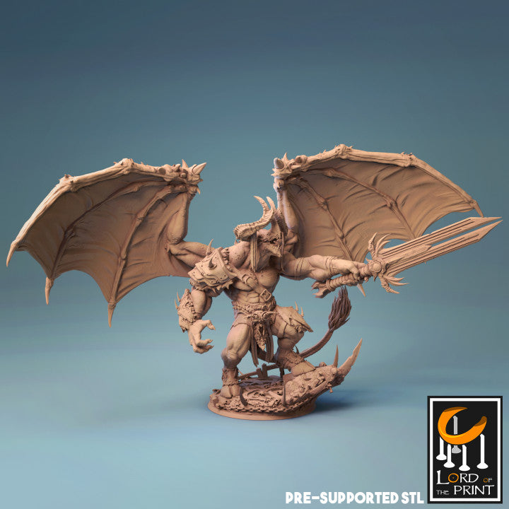 Winged dragon humanoid barbarian unpainted resin unpainted resin 3D Printed Miniature