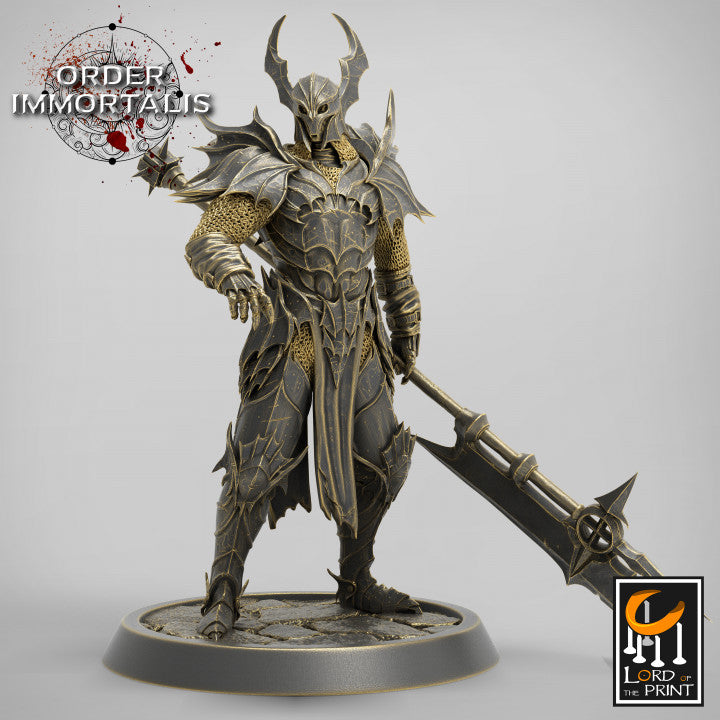 Bloodknight Halberd idle sculpted miniature by Lord of the Print