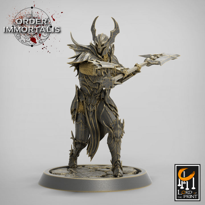 Bloodknight Halberd swing miniature sculpted by Lord of the Print