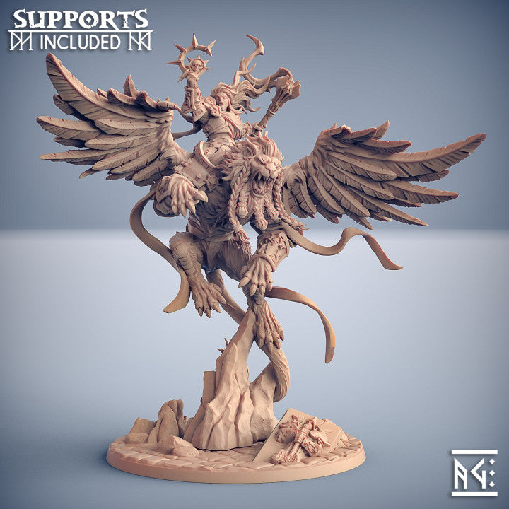 Halfling Cleric on a winged lions