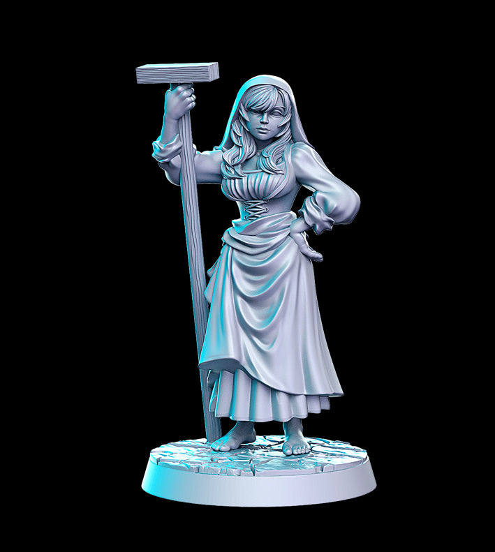 human female villager commoner Unpainted Resin 3D Printed Miniature