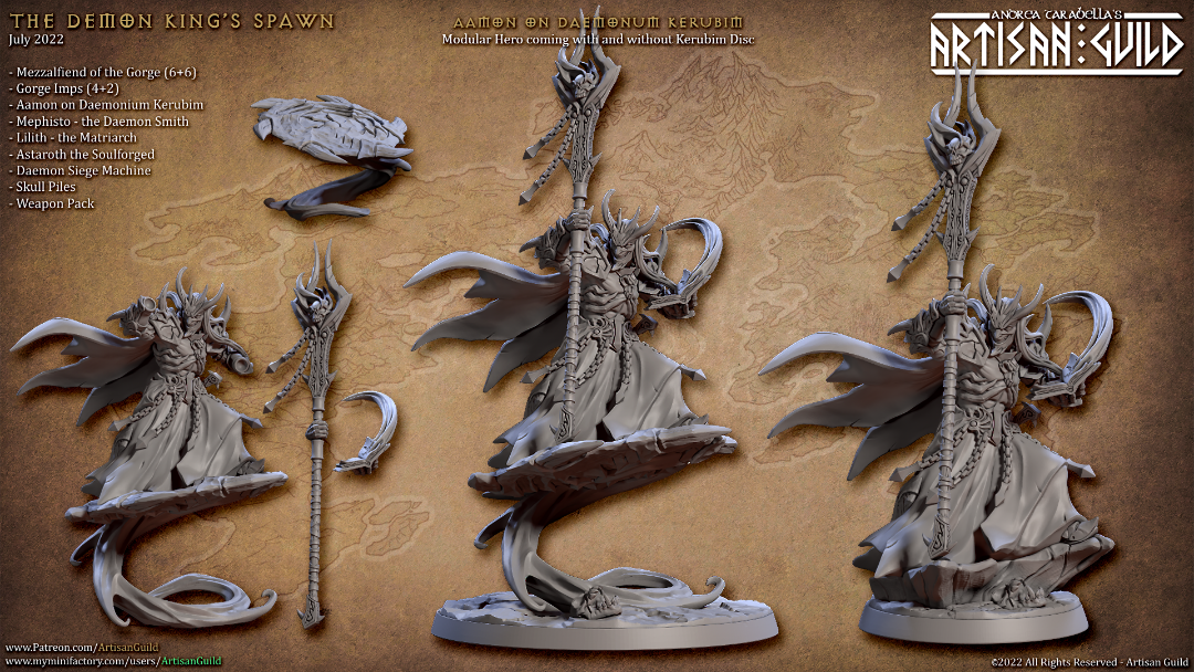 Unpainted 3d printed miniature - Aamon on Daemonum Kerubim