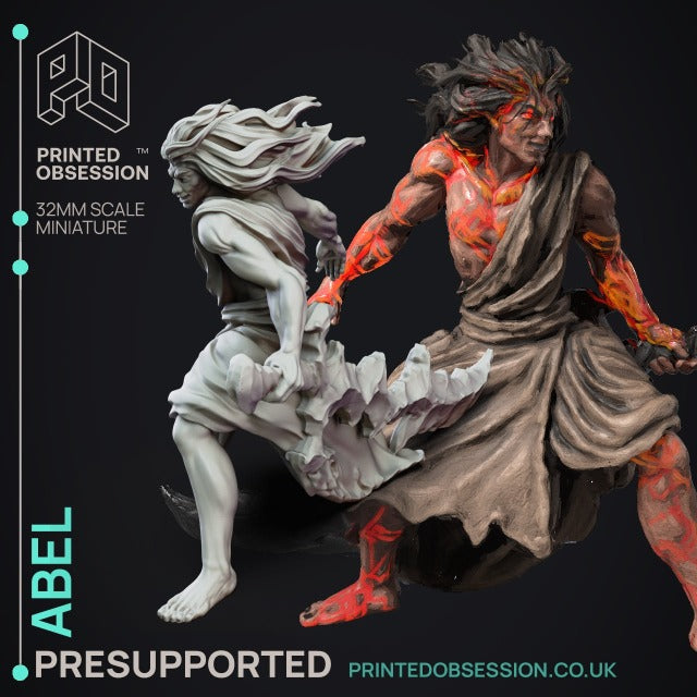 Fire genasi male Fighter Unpainted Resin 3D Printed Miniature