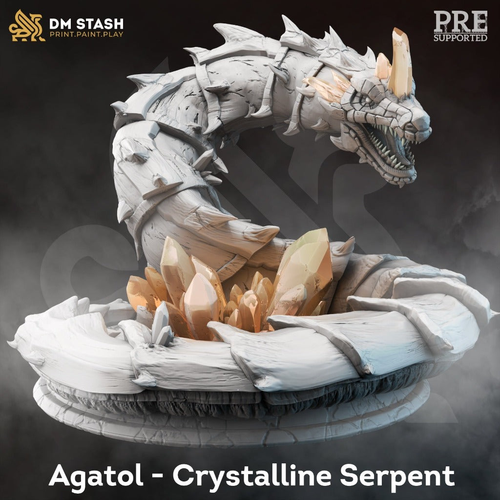 Unpainted 3d printed Crystalline Serpent