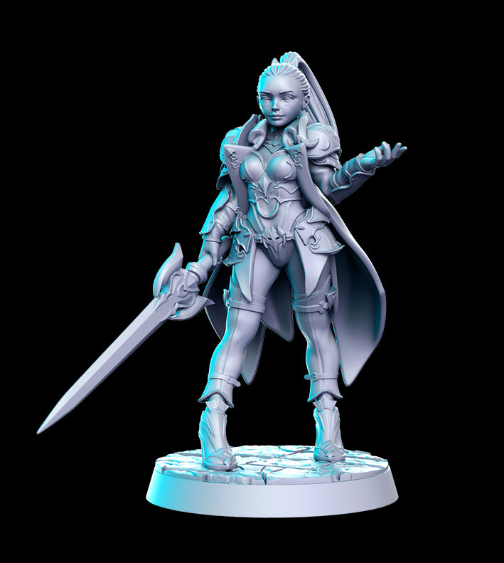 Human Female Fighter Unpainted Resin 3D Printed Miniature