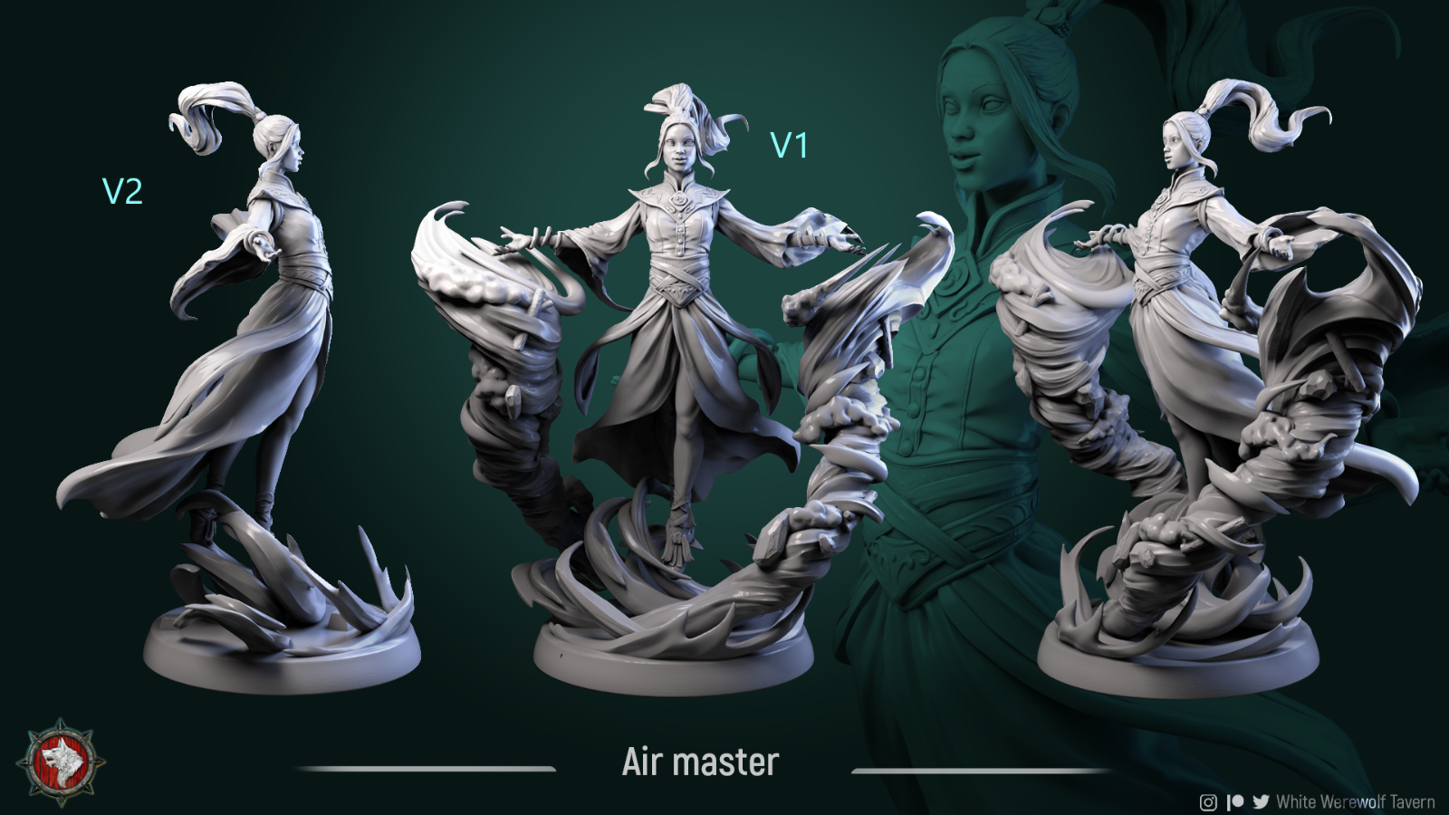 Air Genasi Female Caster Unpainted Resin 3D Printed Miniature