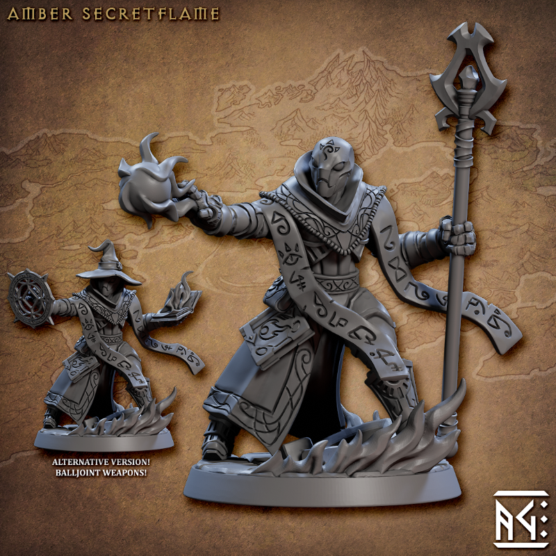 miniature Amber Secretflame sculpted by Archvillain Games