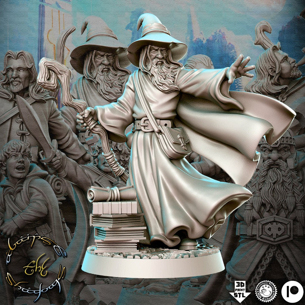 gandalf human male wizard caster Unpainted Resin 3D Printed Miniature