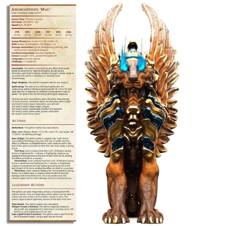 Ancient Egyptian Sphinx unpainted resin 3D Printed Miniature