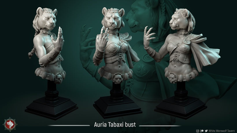tabaxi femal bust unpainted resin unpainted resin 3D Printed bust