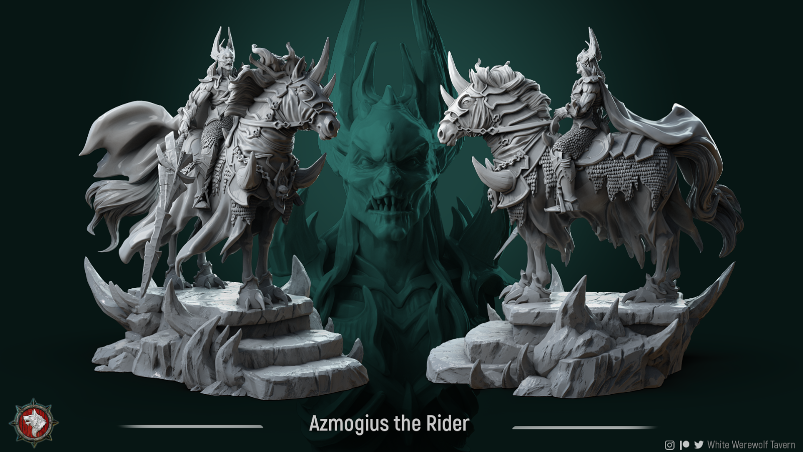 vampire bat knight on armoured horse  unpainted resin unpainted resin 3D Printed Miniature