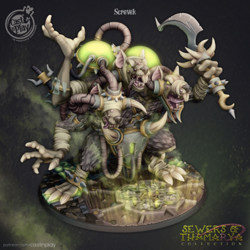 Unpainted resin 3d printed miniature Screvek  by Cast n Play