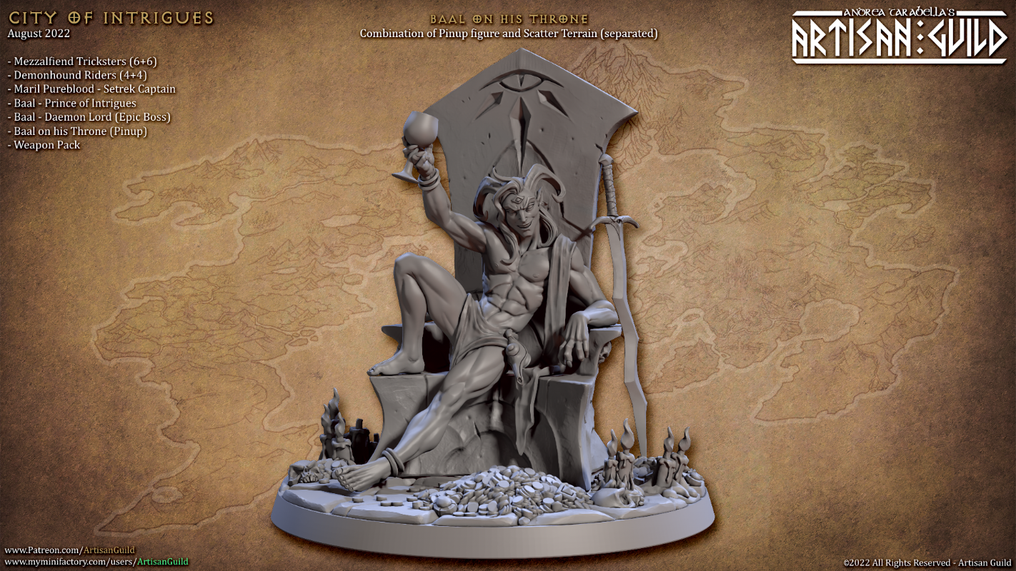  unpainted resin 3D Printed Figure demon king on throne toasting cup in air
