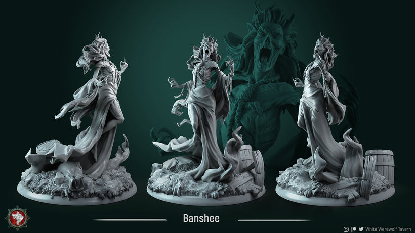 undead skeleton female spirit banshee  unpainted resin unpainted resin 3D Printed Miniature