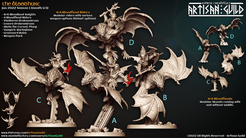 Vampire knights armoured on giant bat back unpainted resin unpainted resin 3D Printed Miniature