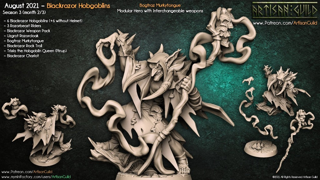 Goblin sorcerer shaman with skull staff