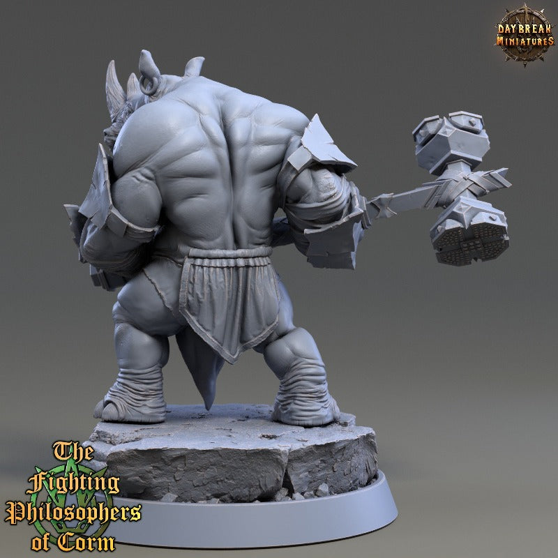 Rhino-folk Brontinus Clubber sculpted by Daybreak miniatures