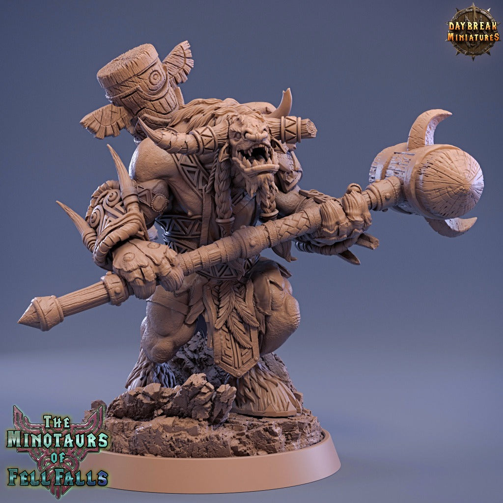 yelling Warhammer totem bearing minotaur