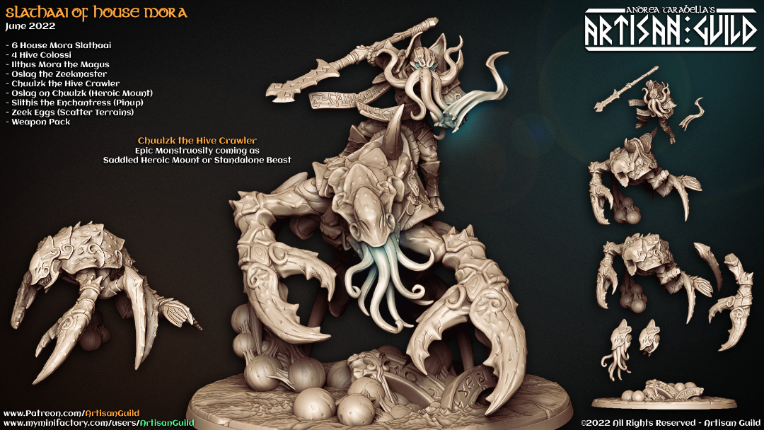 3D printed miniature Chuulzk the Hive Crawler
