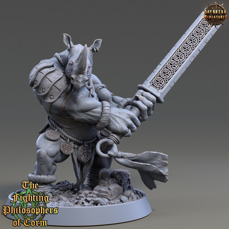 Rhino folk Crantor Straightedge sculpted by Daybreak miniatures