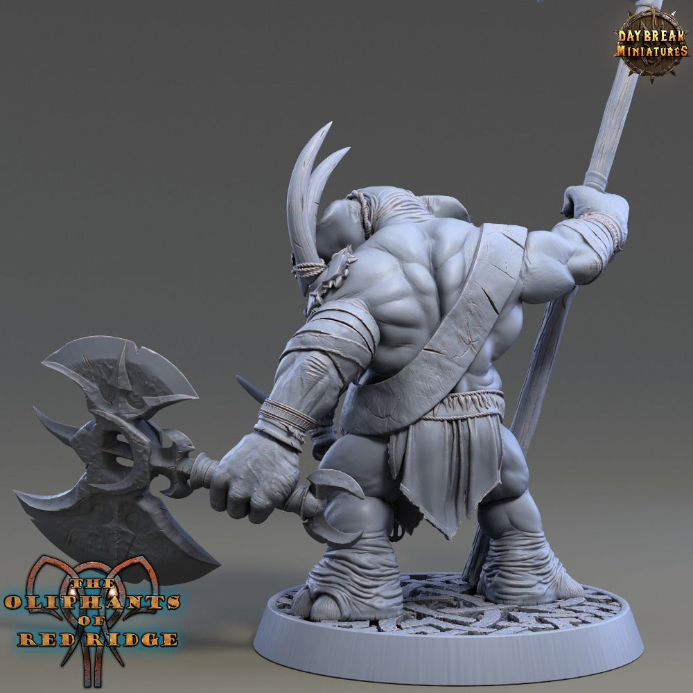 Dourbe Tuskbanner miniature sculpted by Daybreak Miniatures