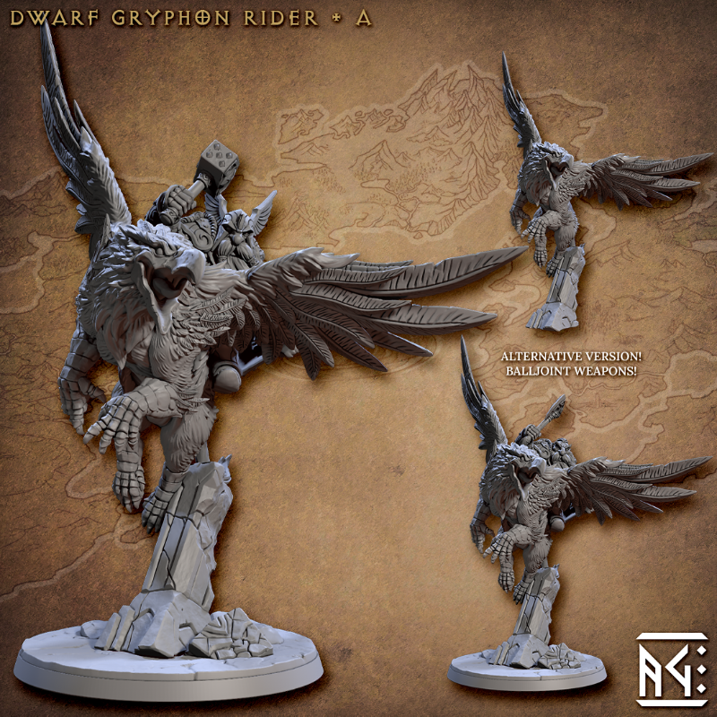 miniature Dwarf Gryphon Rider sculpted by Artisan Guild