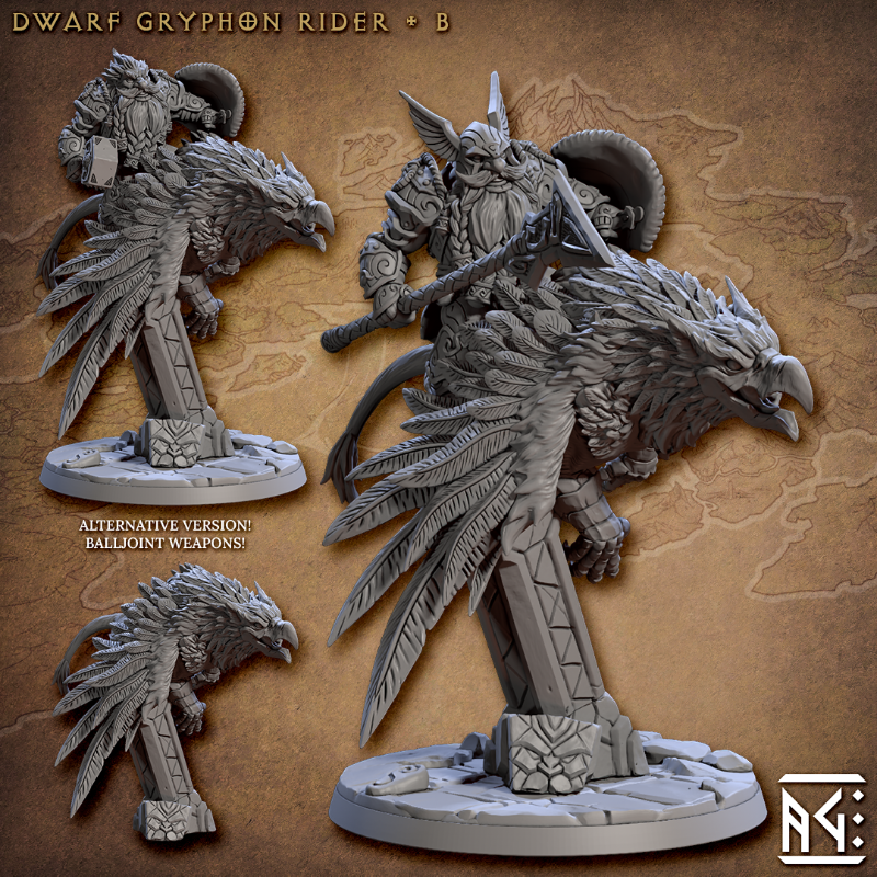 miniature Dwarf Gryphon Rider sculpted by Artisan Guild