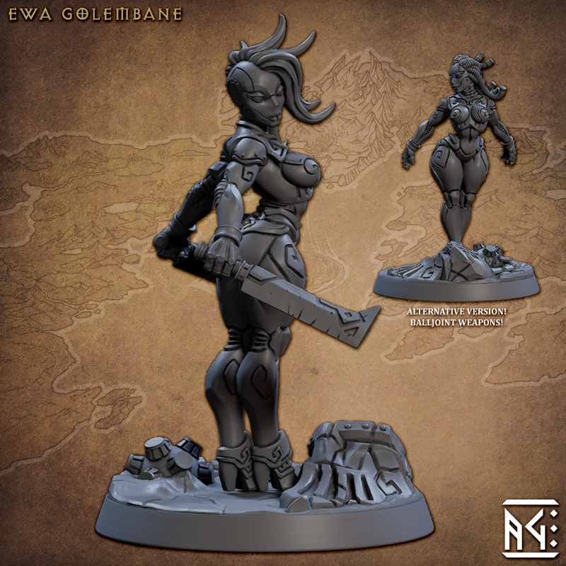 miniature Ewa Golembane sculpted by Archvillain Games