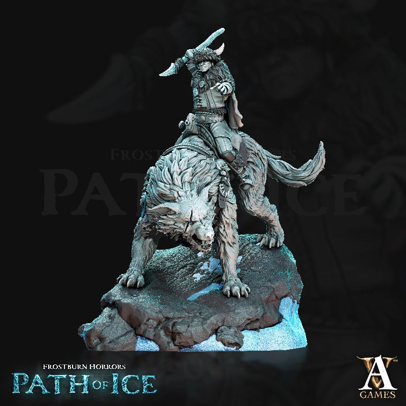  miniature Icewarg Raider pose 2 sculpted by Archvillain Games