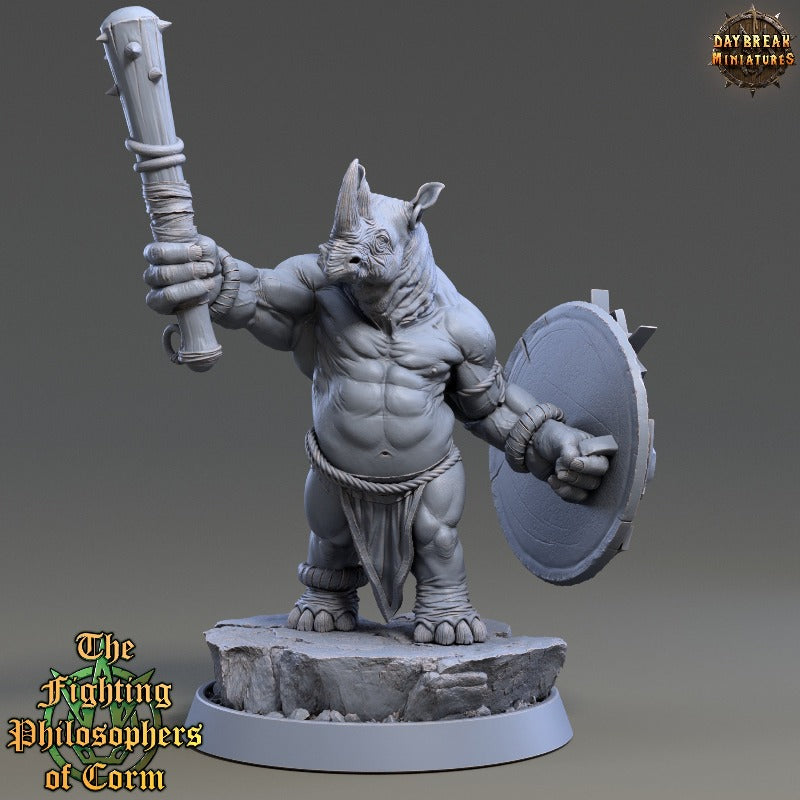 Rhino folk Geminus Studder sculpted by Daybreak miniatures
