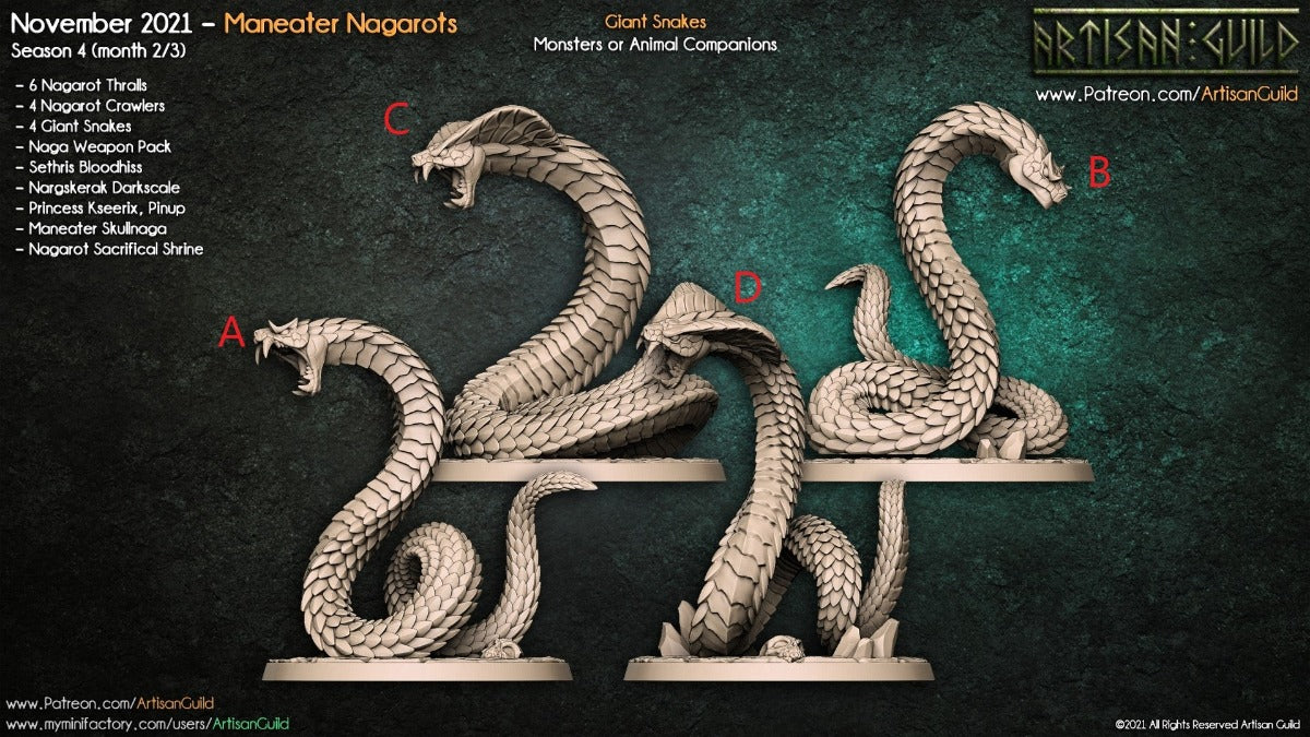 Miniature Giant Snakes sculpted by Artisan Guild