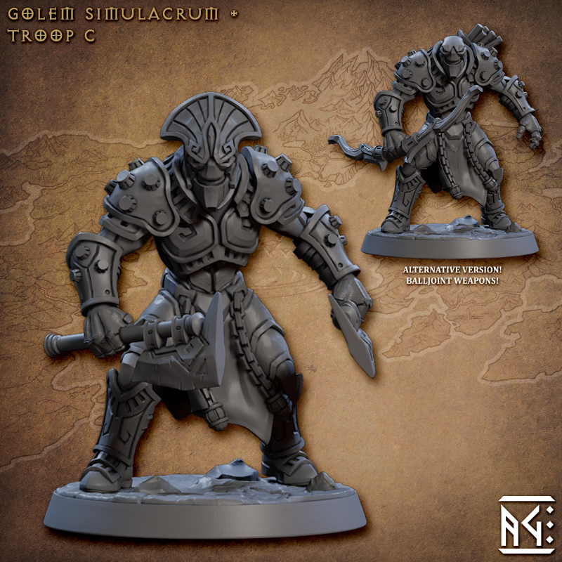 miniature Golem Simulacra Troop Pose 3 sculpted by Archvillain Games