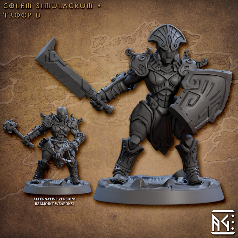 miniature Golem Simulacra Troop Pose 4 sculpted by Archvillain Games