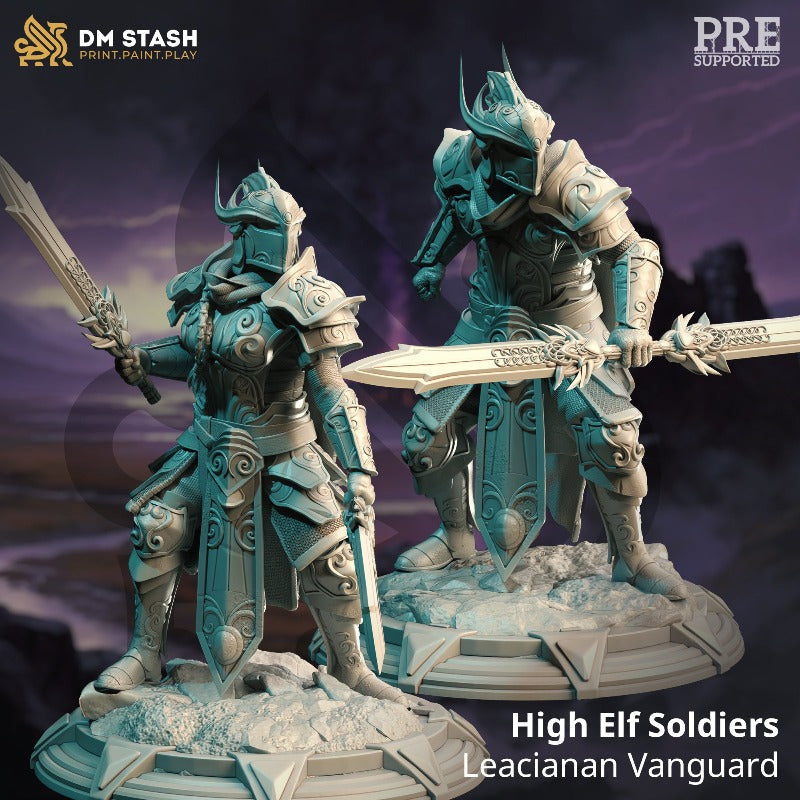 miniature High Elf Soldiers - Leacianan Vanguard sculpted by DM Stash