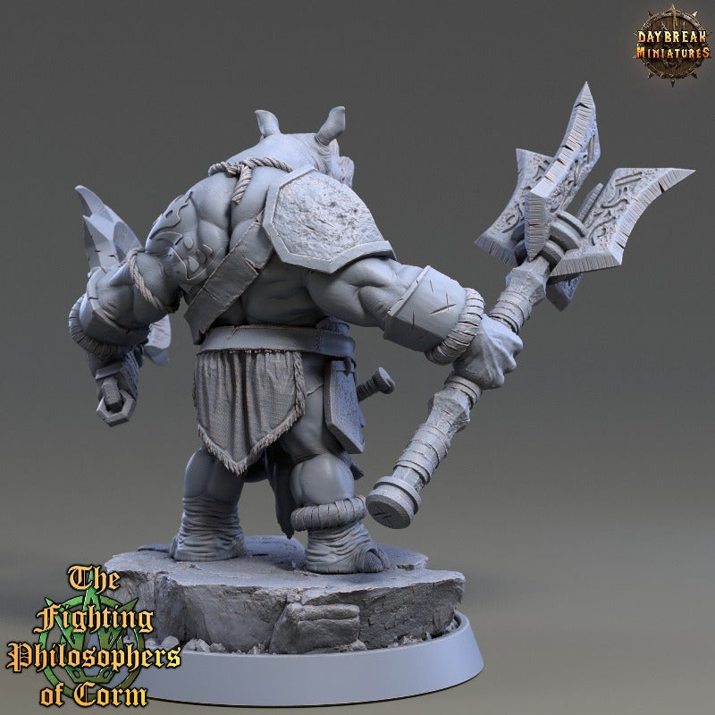 Rhino folk Himerius Halfthorn sculpted by Daybreak miniatures