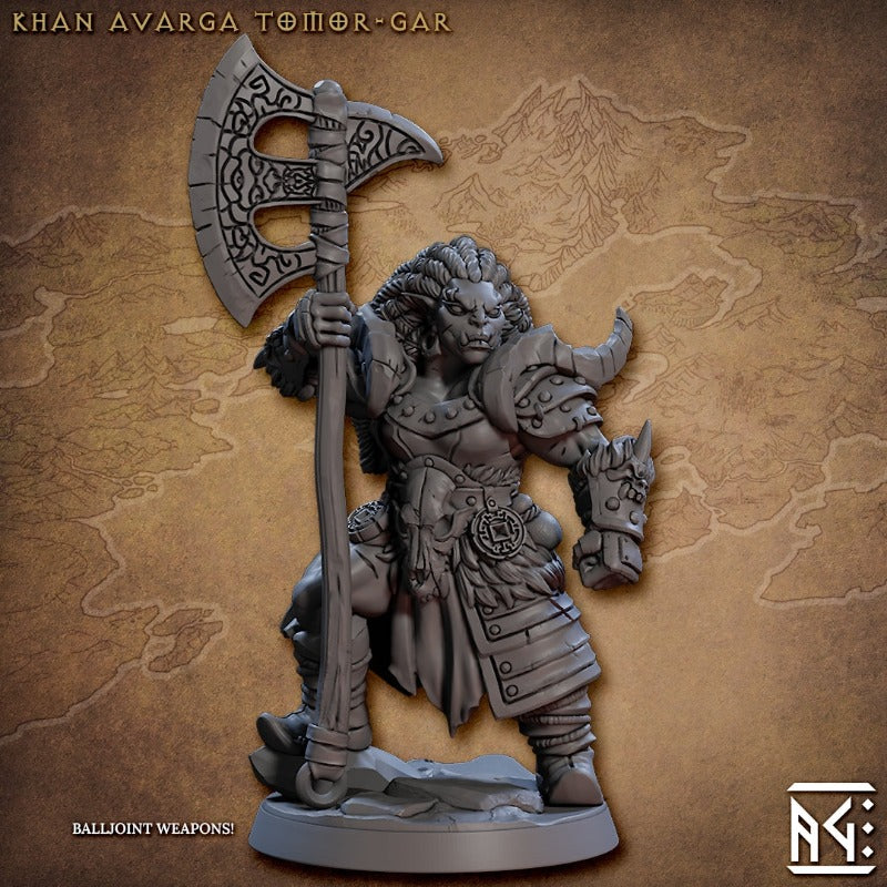 iniature Khan Avarga Tomor-Gar sculpted by Archvillain Games
