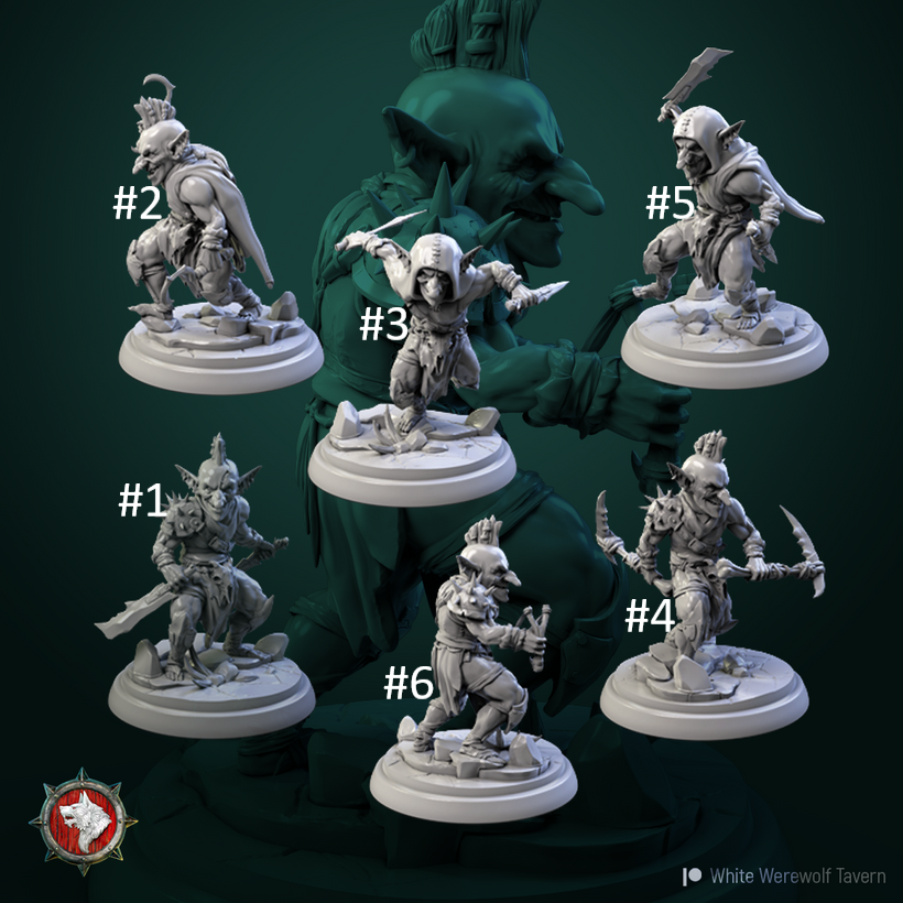 miniature Little Angry Goblins sculpted by White Werewolf Tavern