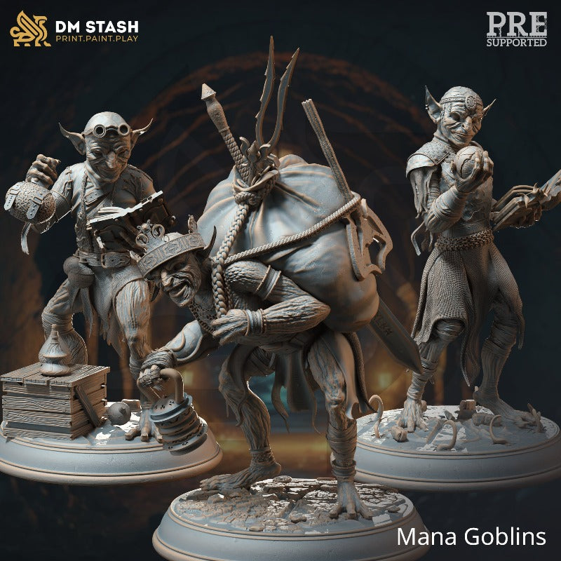 miniature Mana Goblins - Alchemist, Loot and Sorcerer sculpted by DM Stash