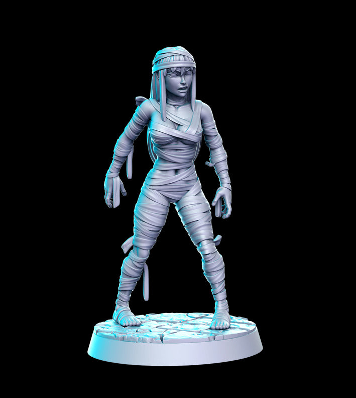 Unpainted miniature female Mummy