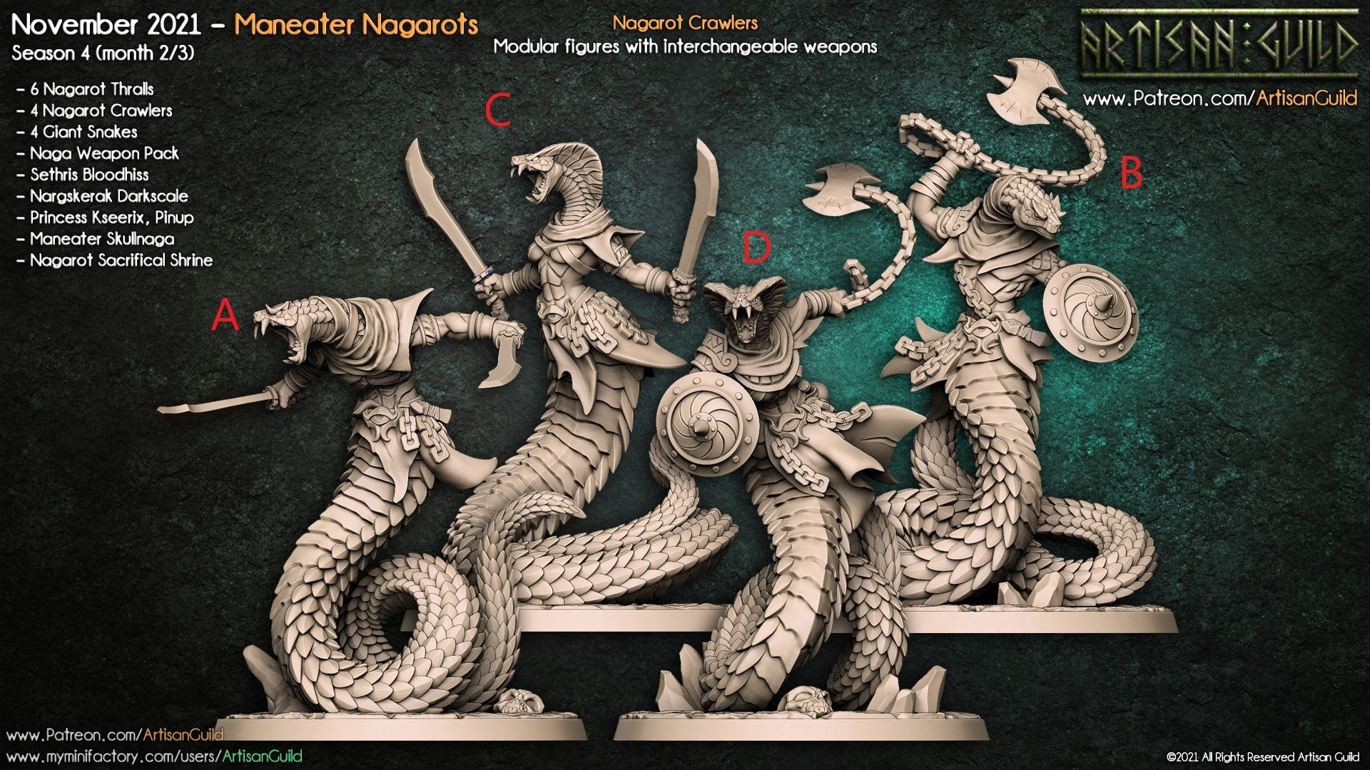 Aggressive beastfolk serpent unpainted resin unpainted resin 3D Printed Miniature
