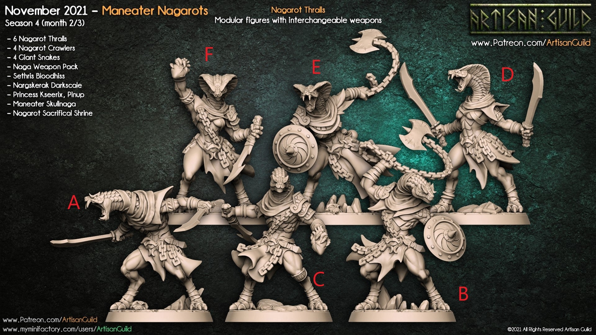 Serpent beastfolk fighters unpainted resin unpainted resin 3D Printed Miniature