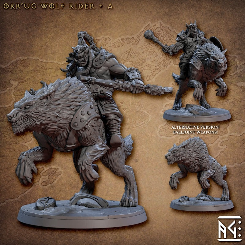 miniature Orr’ugs Wolf Riders pose 1 sculpted by Archvillain Games