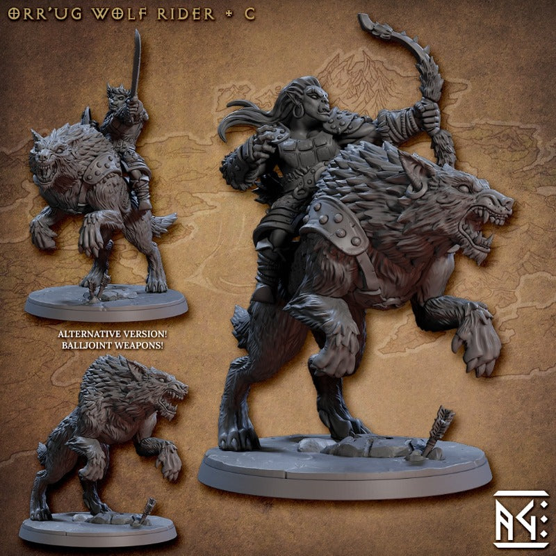 miniature Orr’ugs Wolf Riders pose 3 sculpted by Archvillain Games