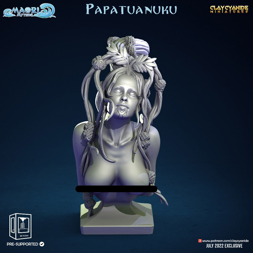 Unpainted resin 3d printed bust of Papatuanuku